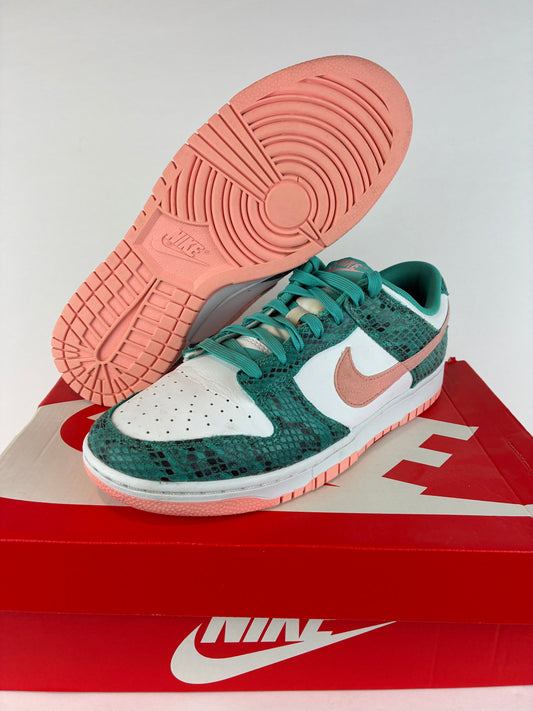 Nike Dunk Low Washed Teal Snakeskin Size 9.5 DR8577 300