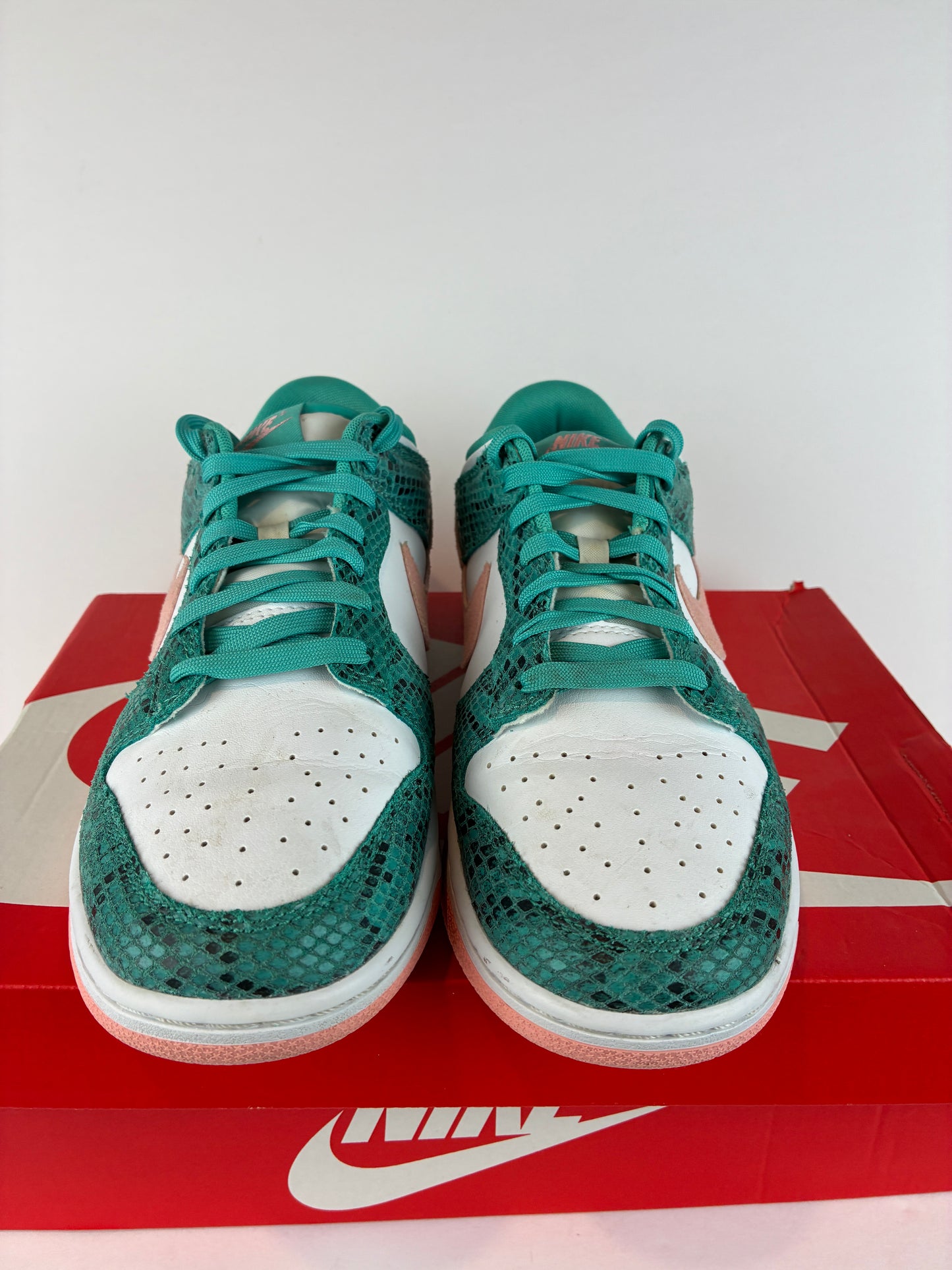 Nike Dunk Low Washed Teal Snakeskin Size 9.5 DR8577 300